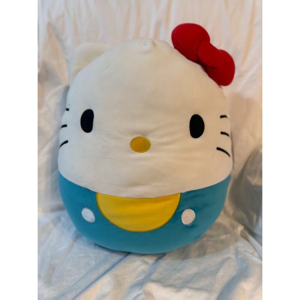 Squishmallows Original Sanrio 14in Hello Kitty in Blue Overalls